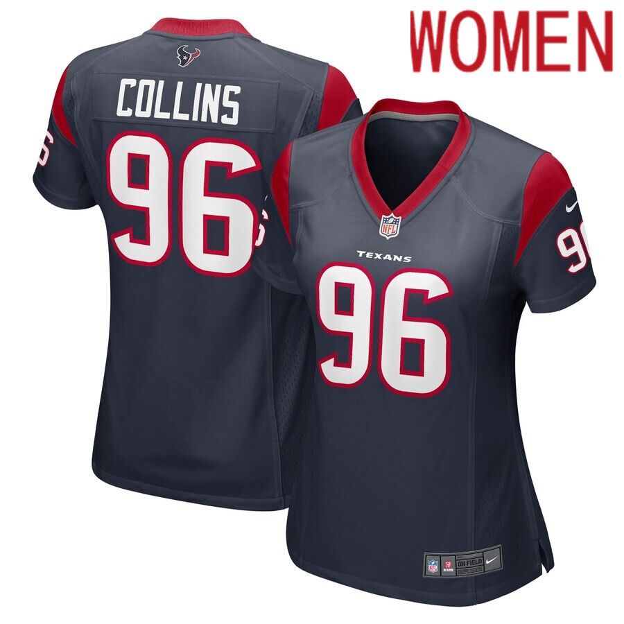 Women Houston Texans #96 Maliek Collins Nike Navy Game Player NFL Jersey->youth nfl jersey->Youth Jersey